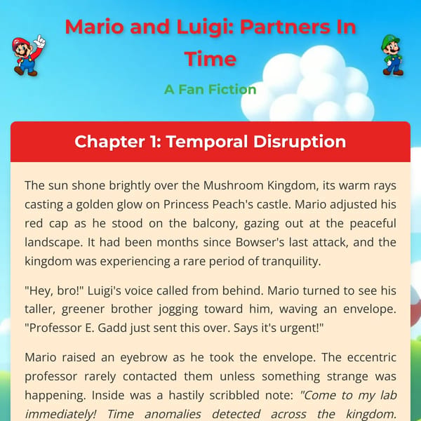 Mario and Luigi: Partners In Time - Fanfiction