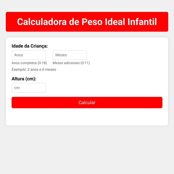 Calculadora de Peso Ideal Infantil