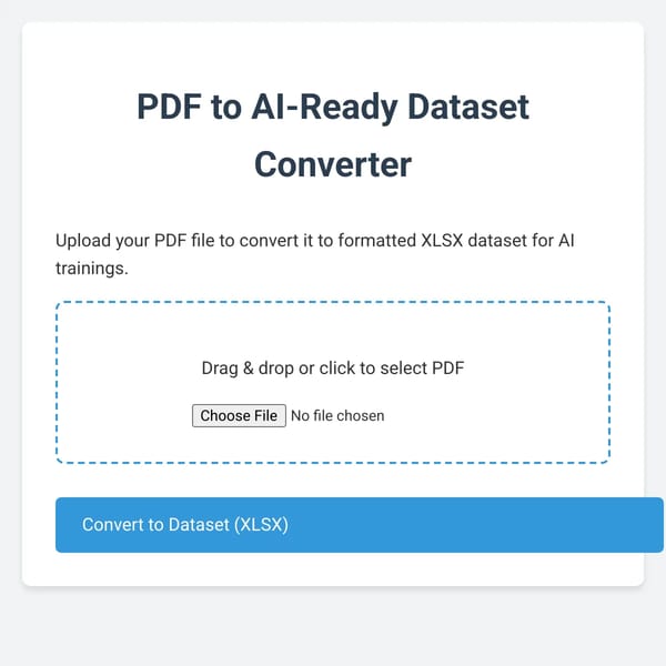 PDF to AI-Ready Dataset Converter - WebSim AI