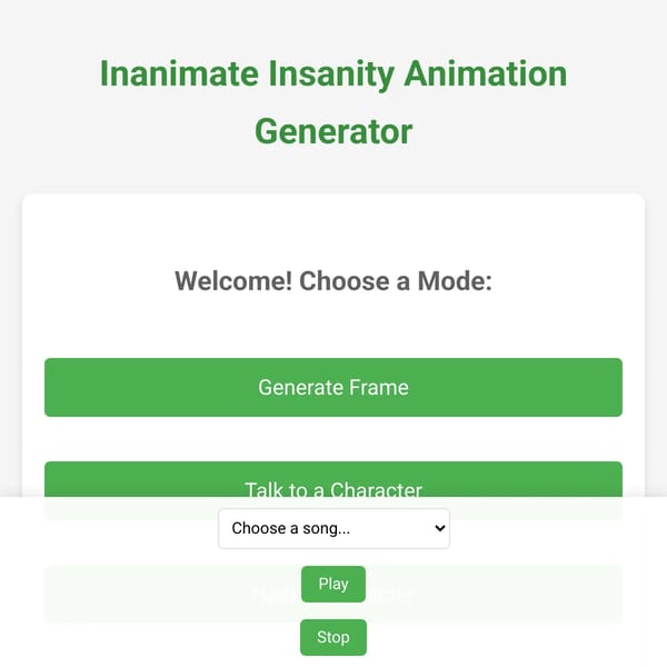Inanimate Insanity Animation Generator