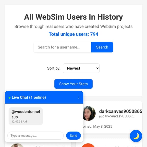 All WebSim Users In History