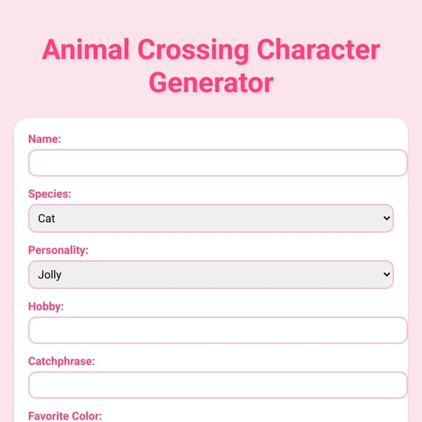Animal Crossing Character Generator