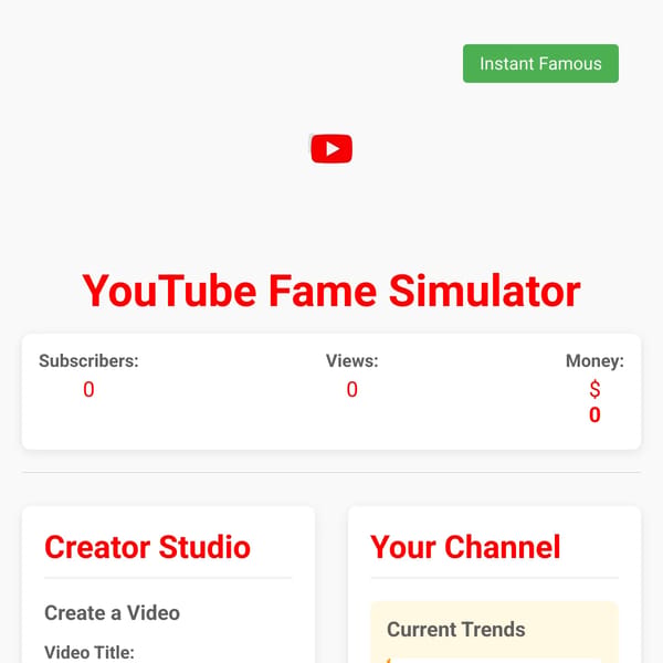 YouTuber Simulator