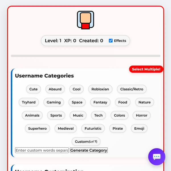 Roblox Username Generator
