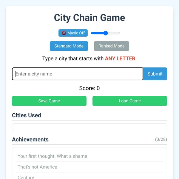 CCG (City Chain Game)