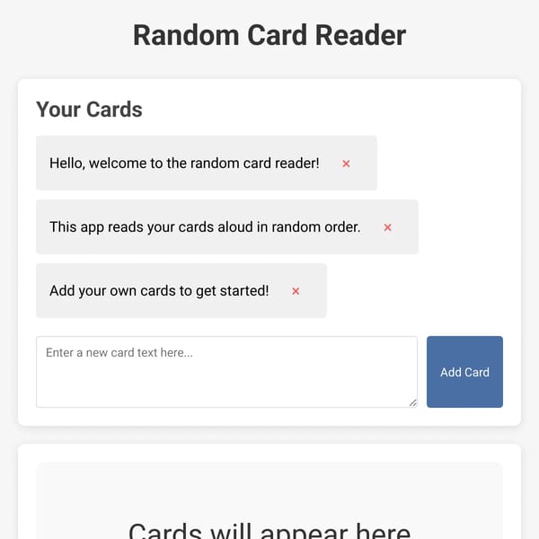 Random Card Reader