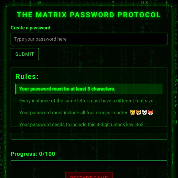 The Password Game but in websim