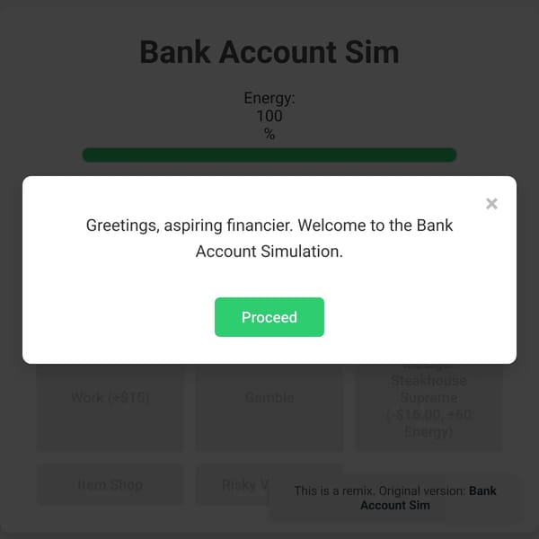 Bank Account Sim