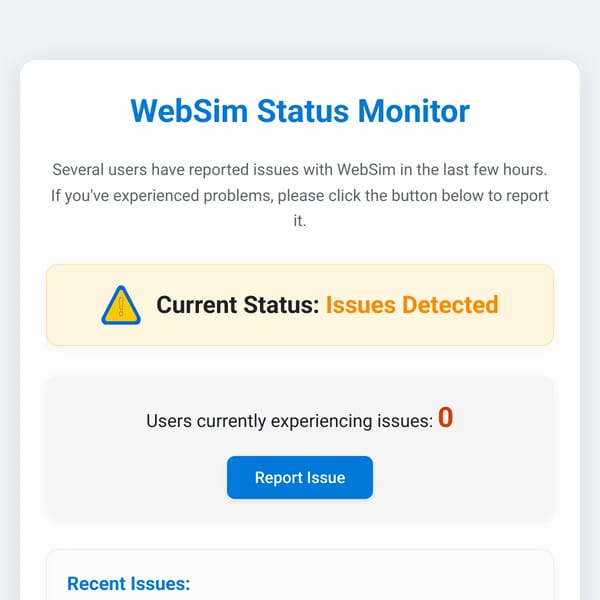 LATEST WEBSIM PROBLEMS