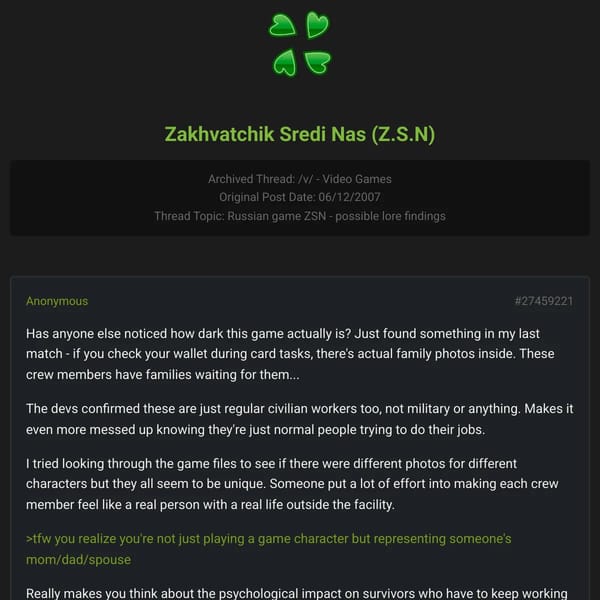 Z.S.N. Lore Archive