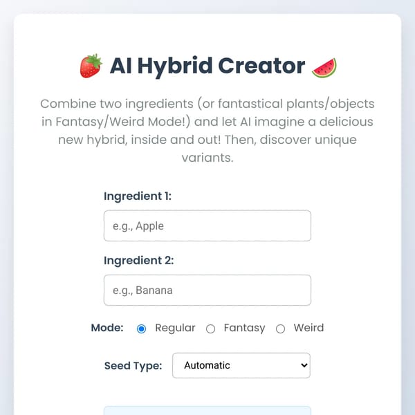 AI Hybrid Fruit Creator(Community fruits!)
