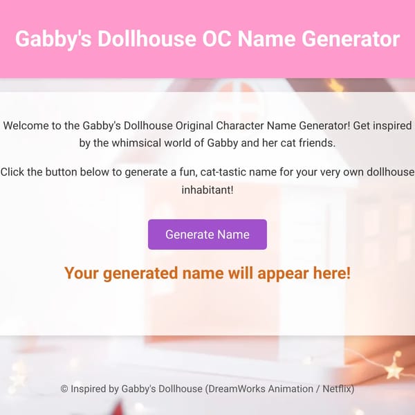 Gabby's Dollhouse OC Name Generator