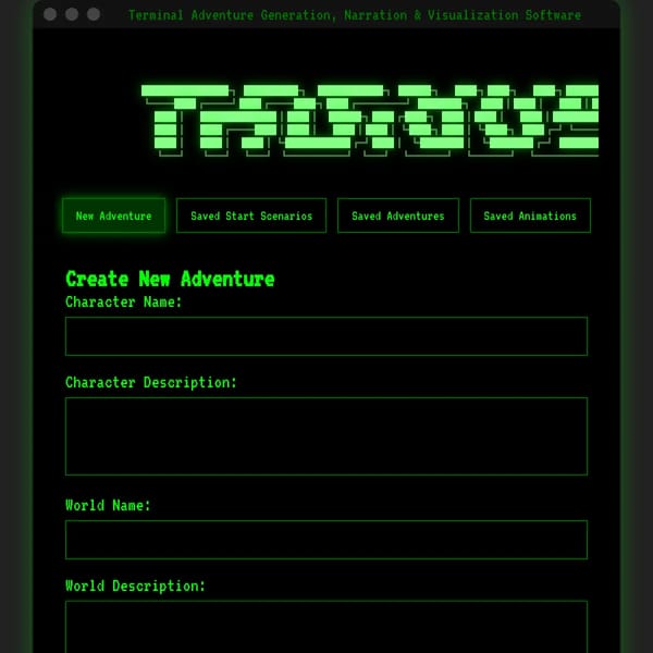 Terminal Adventure Generation, Narration & Visualization Software