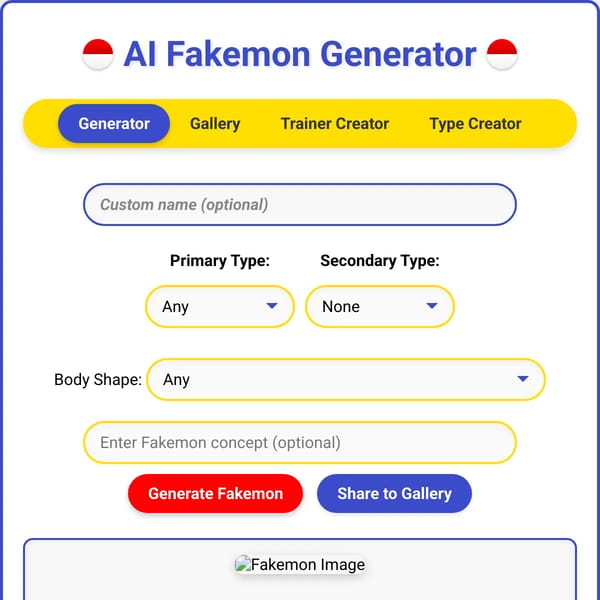 AI Fakemon Generator (gallery works)