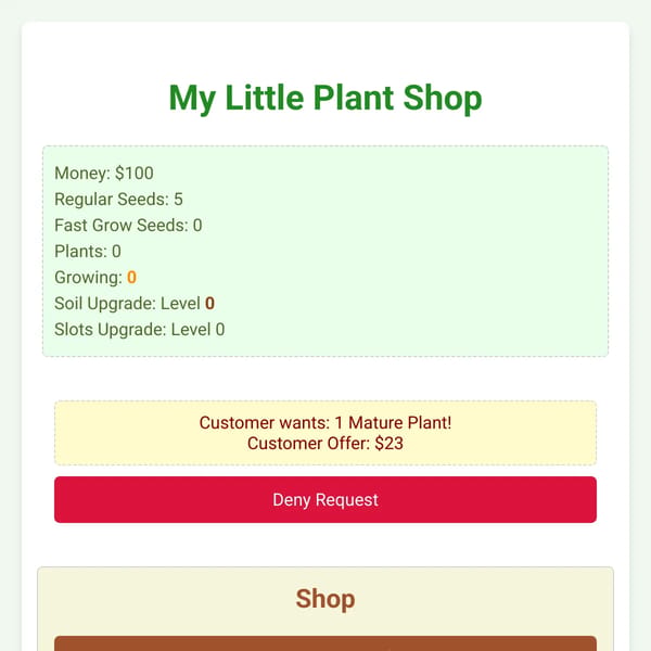 Plant Shop Tycoon (Mini)