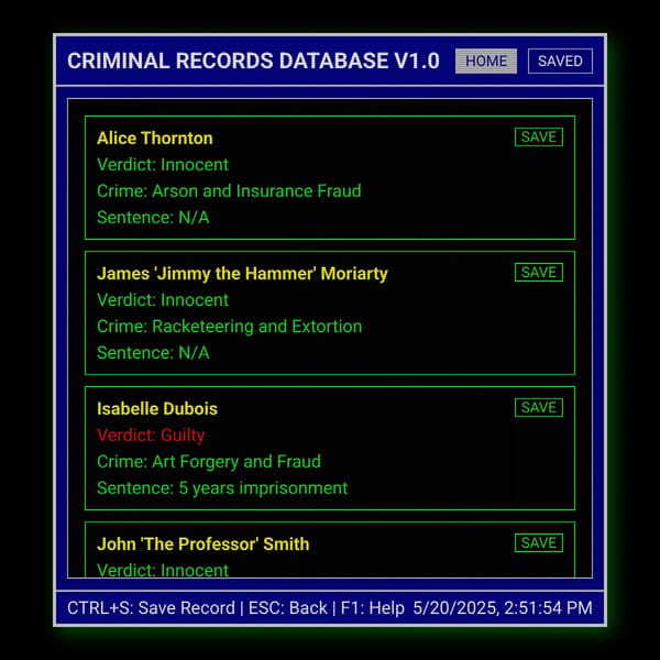 CRIMINAL RECORDS DATABASE v1.0