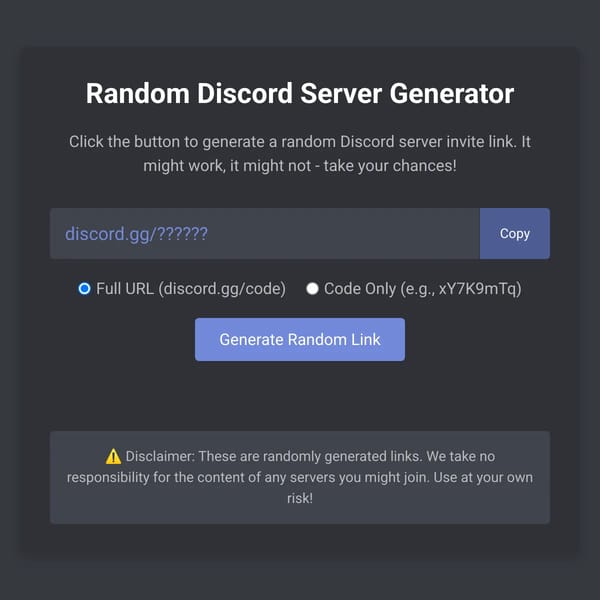 Random Discord Server Generator