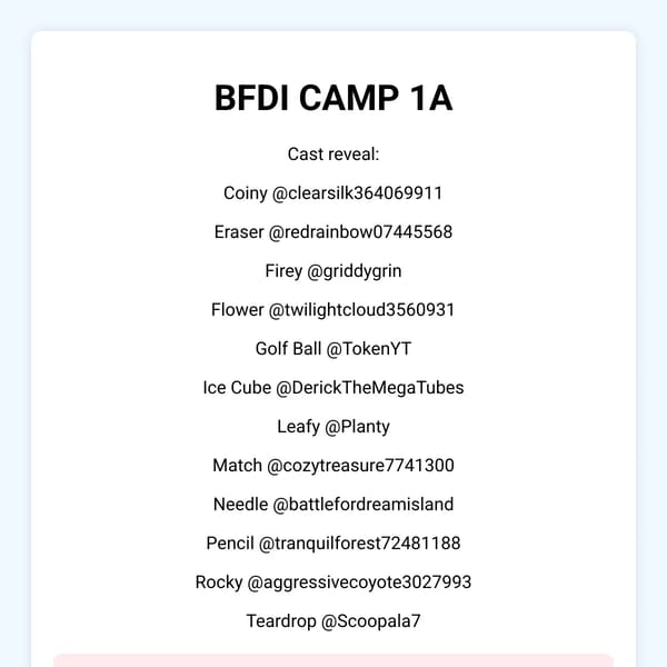 BFDI CAMP 1A