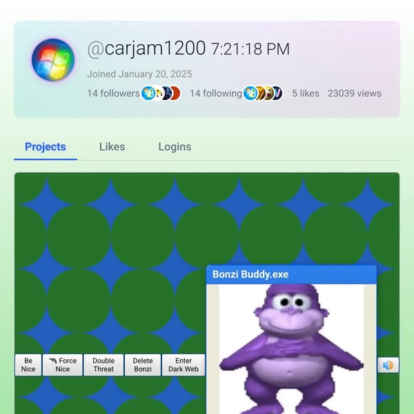 User Profile Page on WebSim