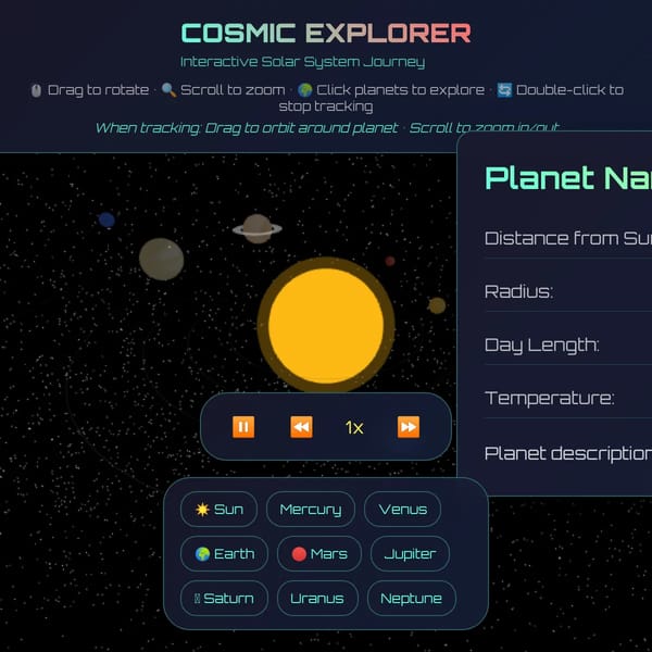 Interactive 3D Solar System