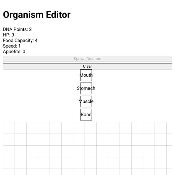 Organism Builder Game (inspired by evolve)