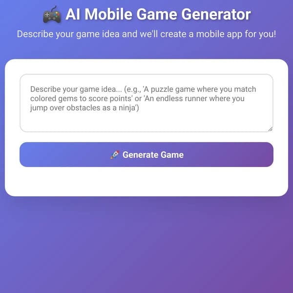 AI Mobile Game Generator