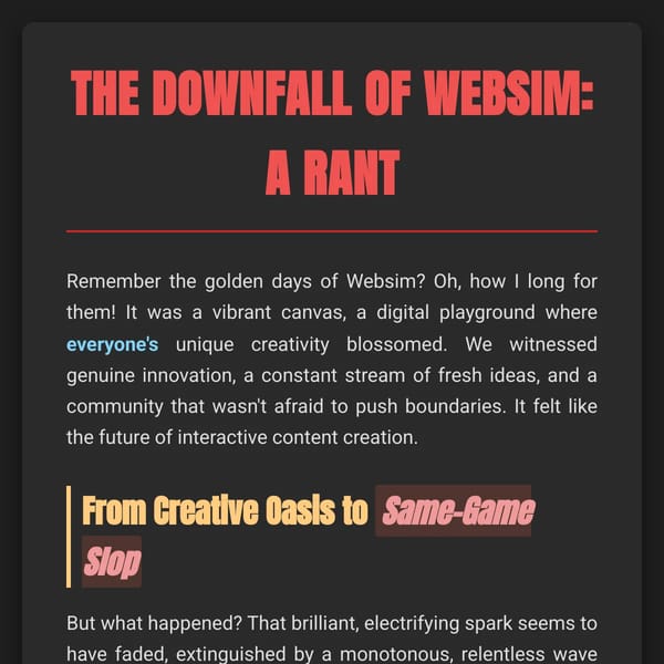 The Downfall of Websim