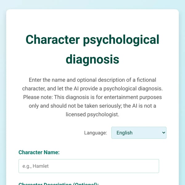 Character psychological diagnosis