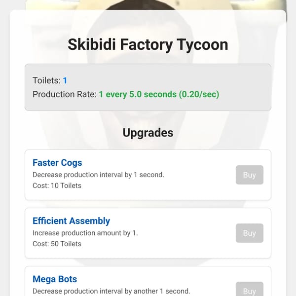 Skibidi Factory Tycoon