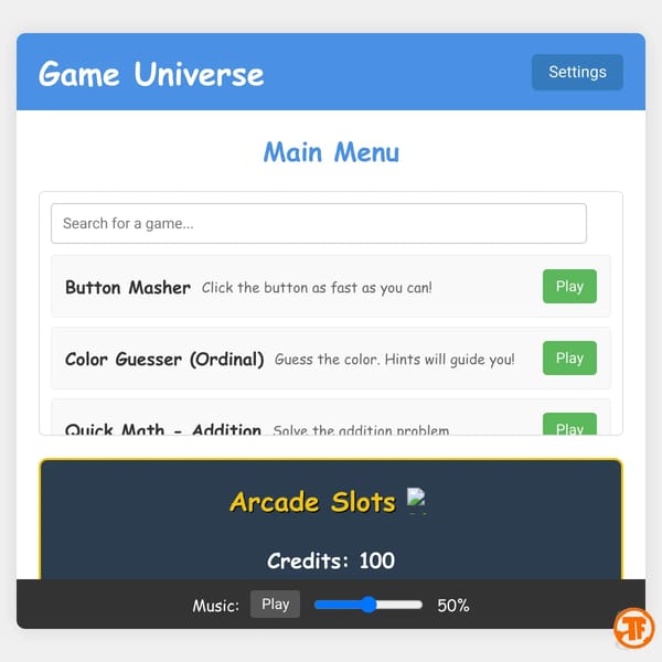 Game Universe (with AI things and more)