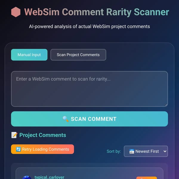 WebSim Comment Rarity Scanner