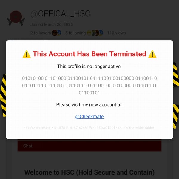 WebSim Profile - Account Closed Notice