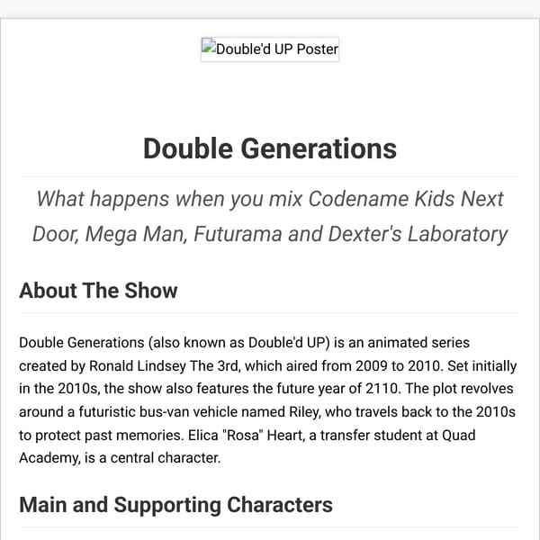 Double Generations - Terrible TV Shows Wiki