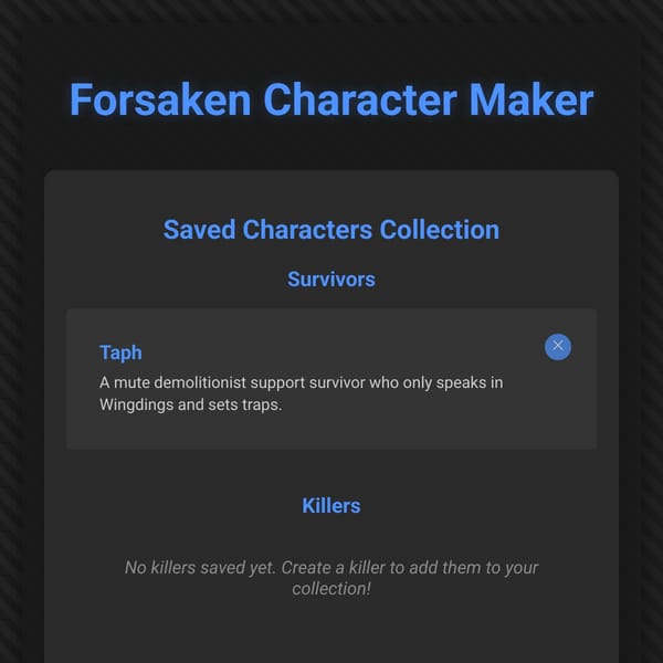 Forsaken Character Maker: Plus And A Half