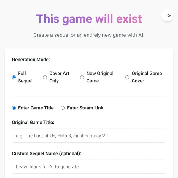 This game will exist