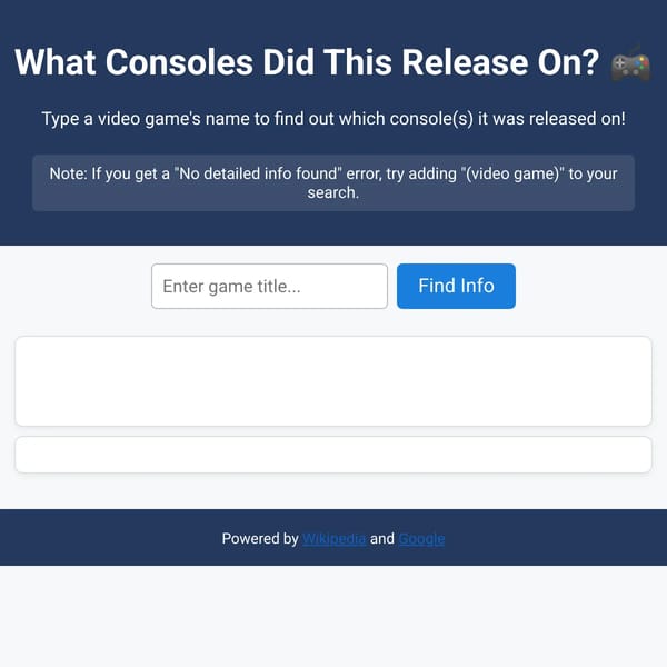 Game Console Release Finder
