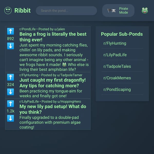 Ribbit - Reddit for Frogs and Pirates