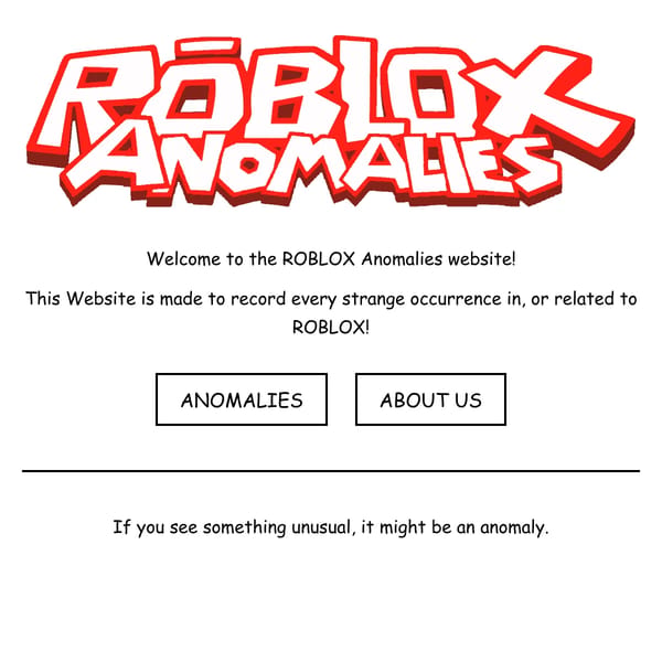 Roblox Anomalies