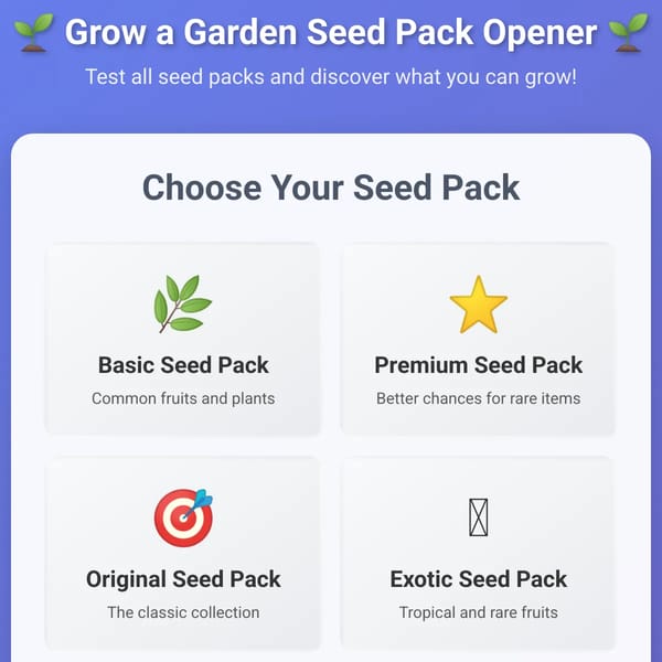 Grow a Garden - Seed Pack Opener