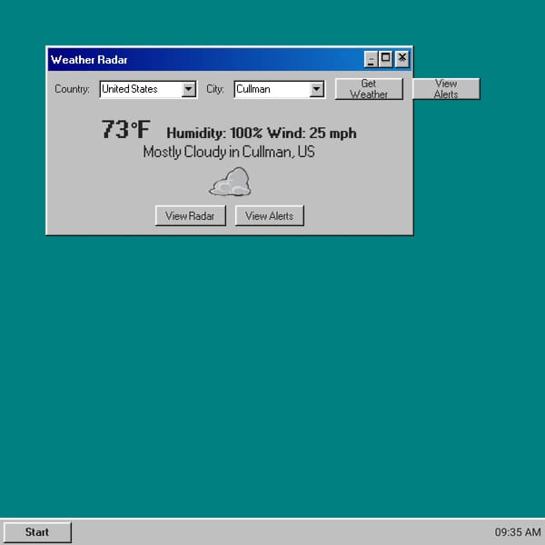 Windows 2000 Weather Radar