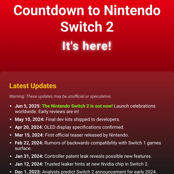 Nintendo Switch 2 Countdown