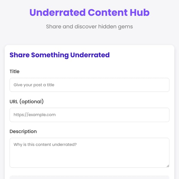 Underrated Content Hub