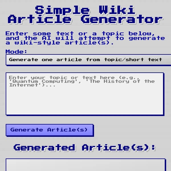 Simple Wiki Article Generator