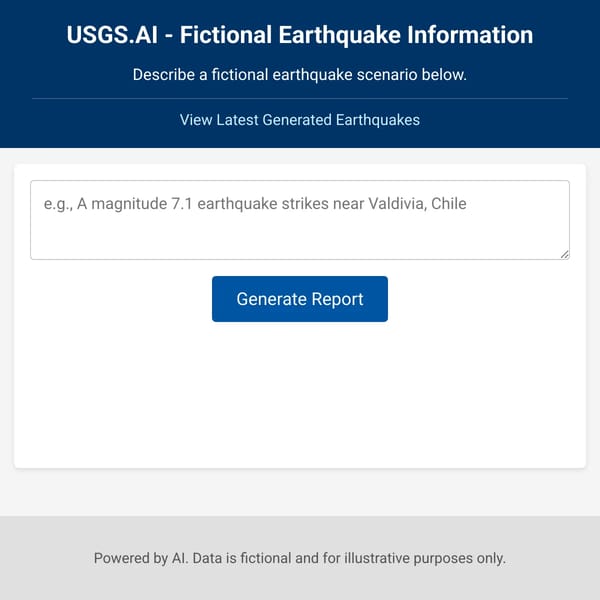 USGS.AI - Fictional Earthquake Information