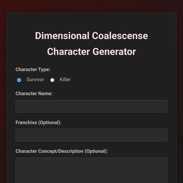 Dimensional Coalescense Character Generator (alpha version)