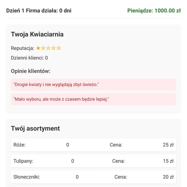 Kwiaciarnia Symulator