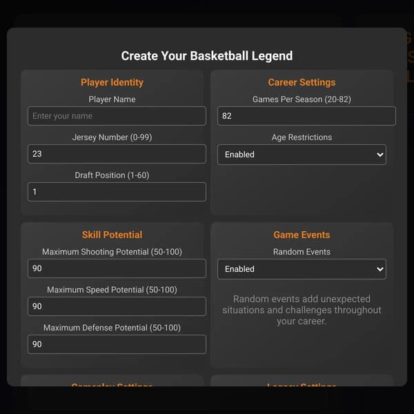 Basketball Career Simulator
