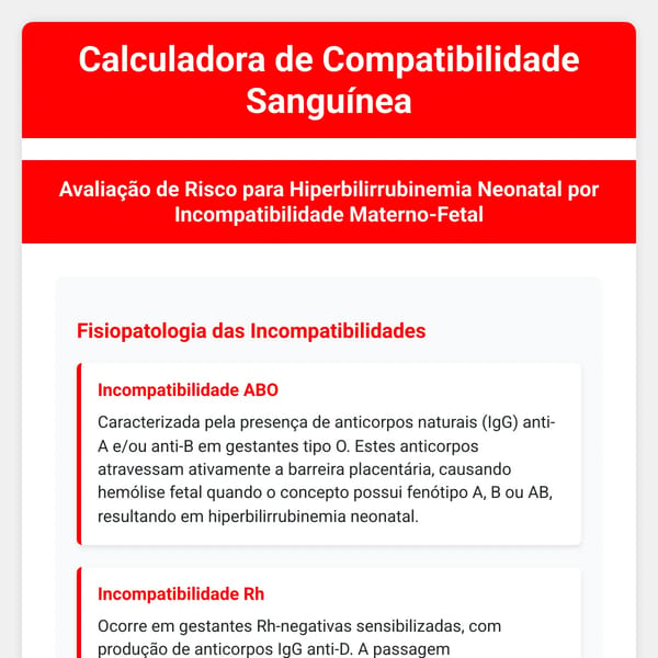 Calculadora de Compatibilidade Sanguínea