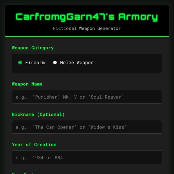 CarfromgGarn47's Armory