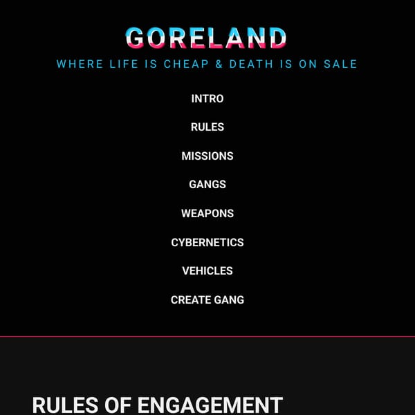 GORELAND 3 - Ultraviolent Cyberpunk Skirmish Rules